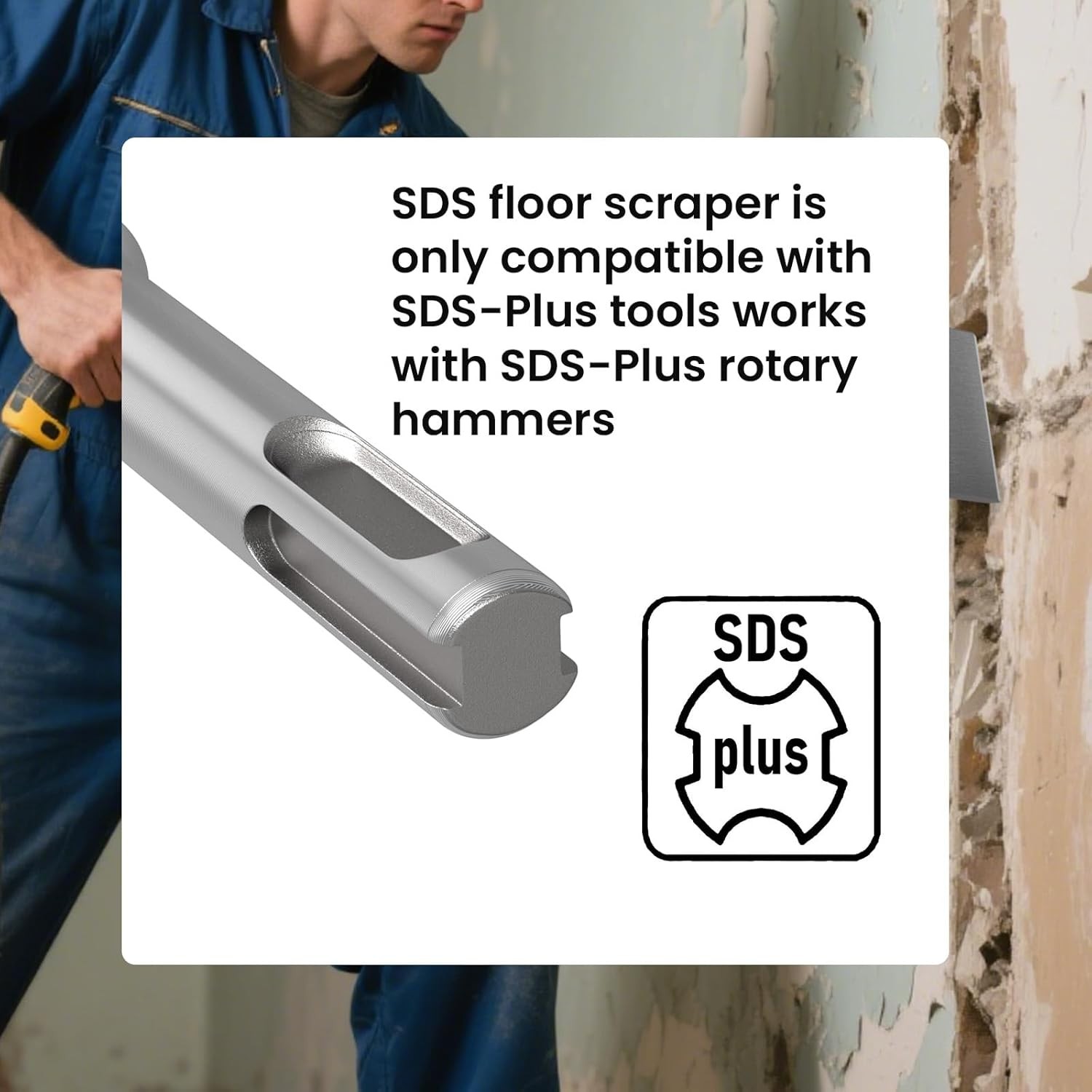 TOOVEM 3 Inch SDS Plus Chisel for SDS Plus Rotary Hammer Drill Tile Removal