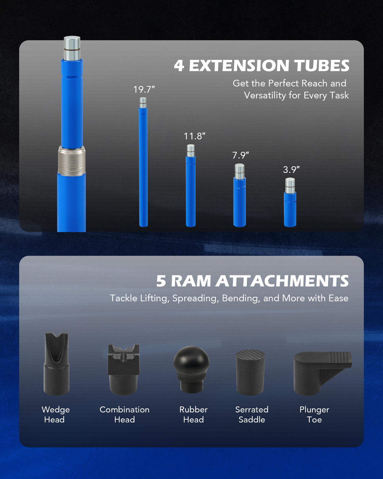 OMT 12 Ton Hydraulic Jack Air Pump Lift Ram Body Frame Porta Power Repair Kits