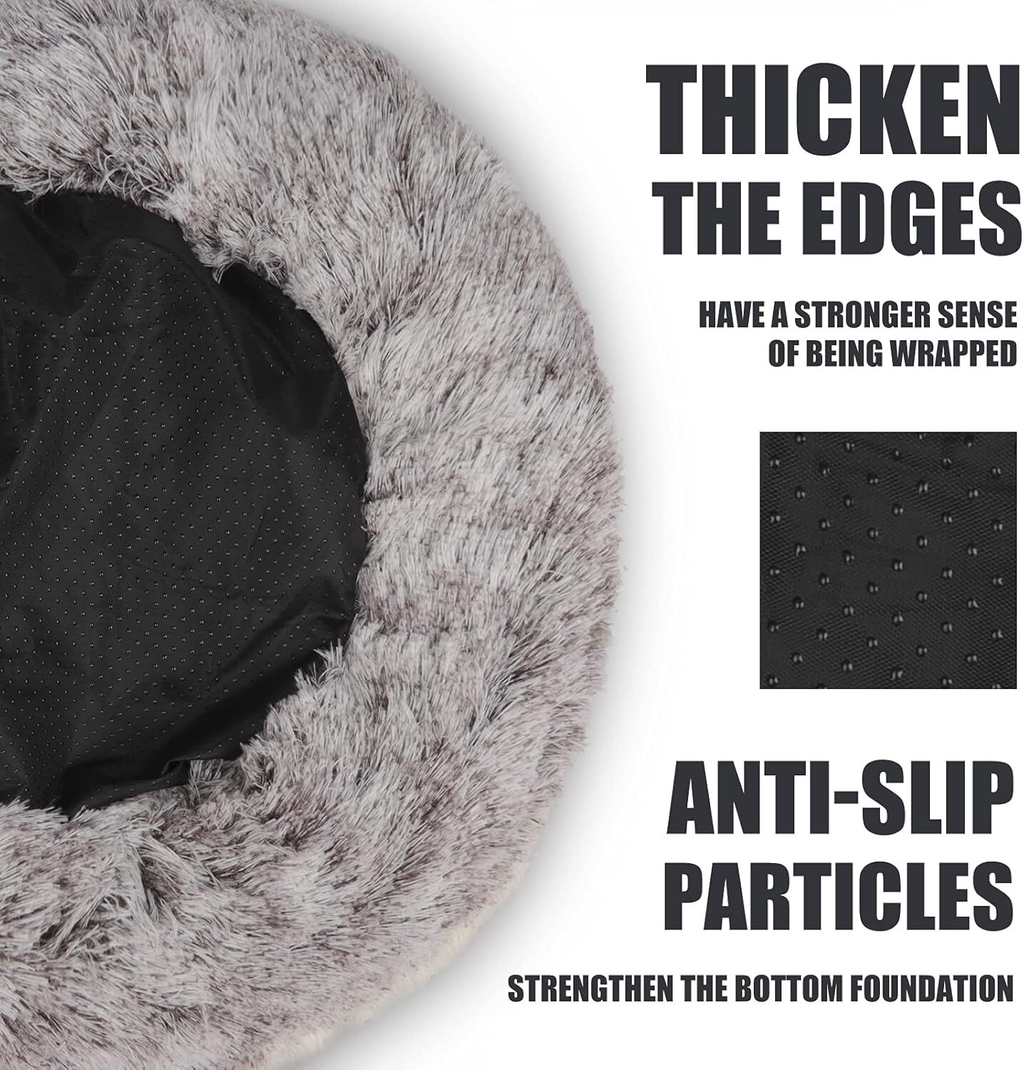 Cat Bed Round Plush Fluffy Hooded Cat Bed Cave Soothing Pet Beds Small 16in*16in