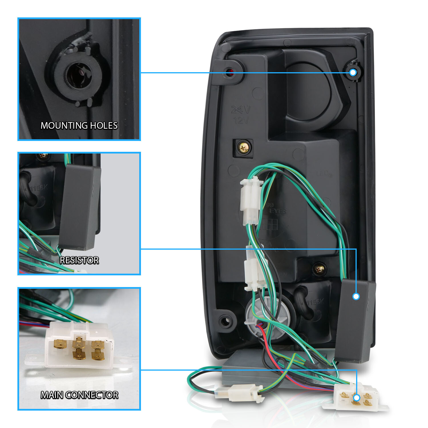 1989-1995 Toyota Pickup Truck Red Clear LED Taillights Bulb Socket Included Pair