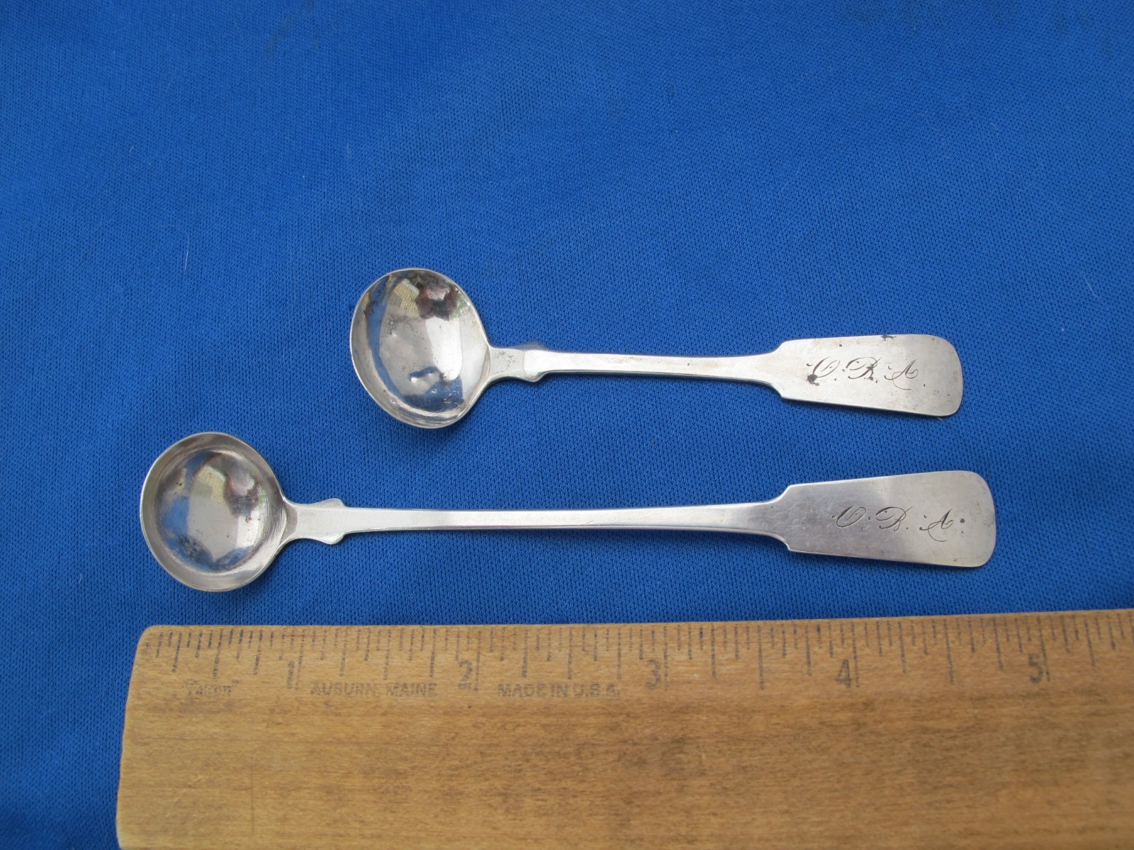 NEW YORK Coin MUSTARD LADLE & SALT SPOON-J S Putnam for CASTLE & MORRELL-BUFFALO