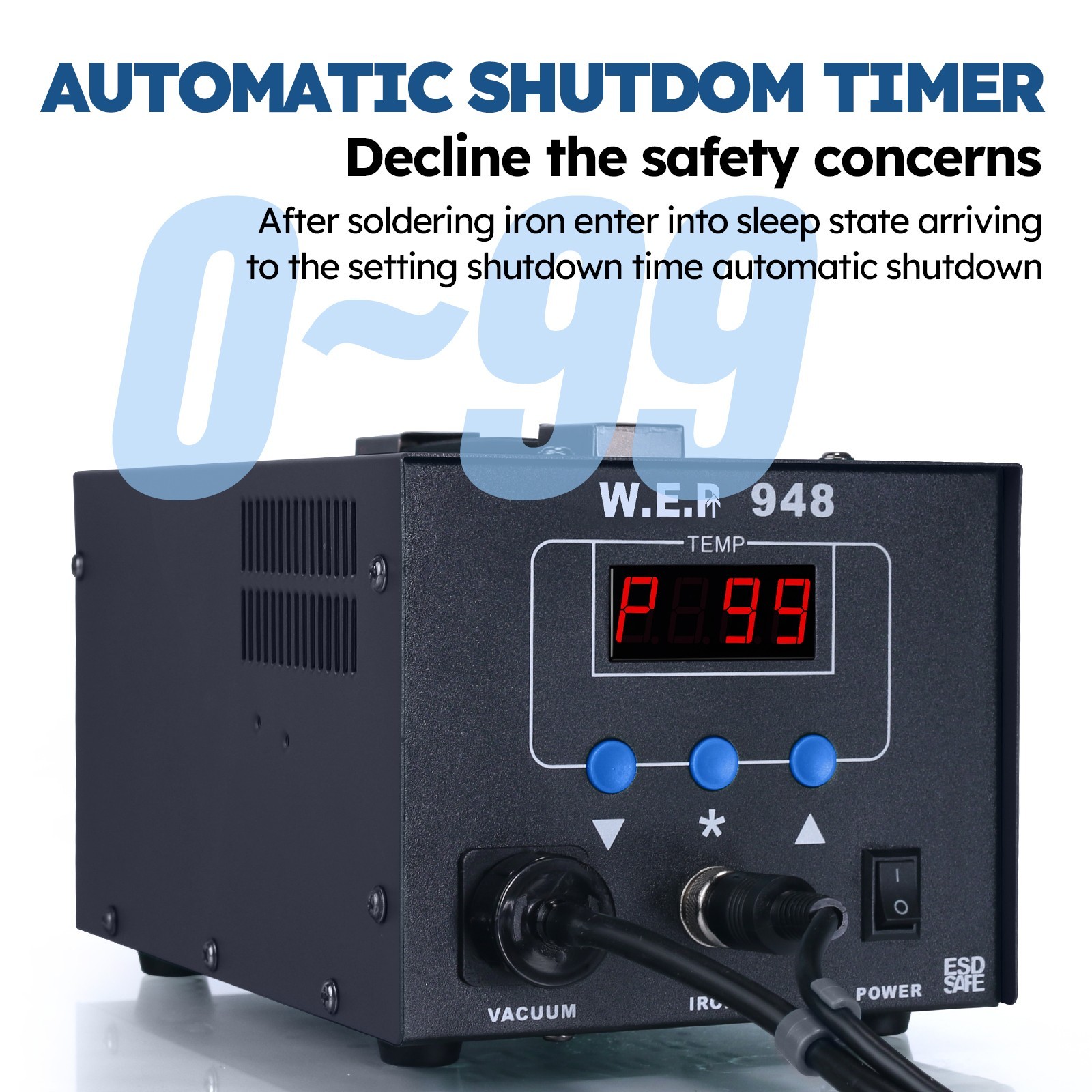 WEP Desoldering Station Digital Suction Tin Gun Vacuum For Micro-layer PCB US