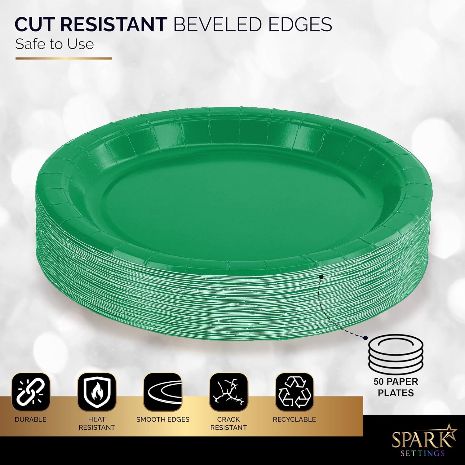 Snack and Dessert Paper Plates - 50 Count Disposable Plates for All Occasions