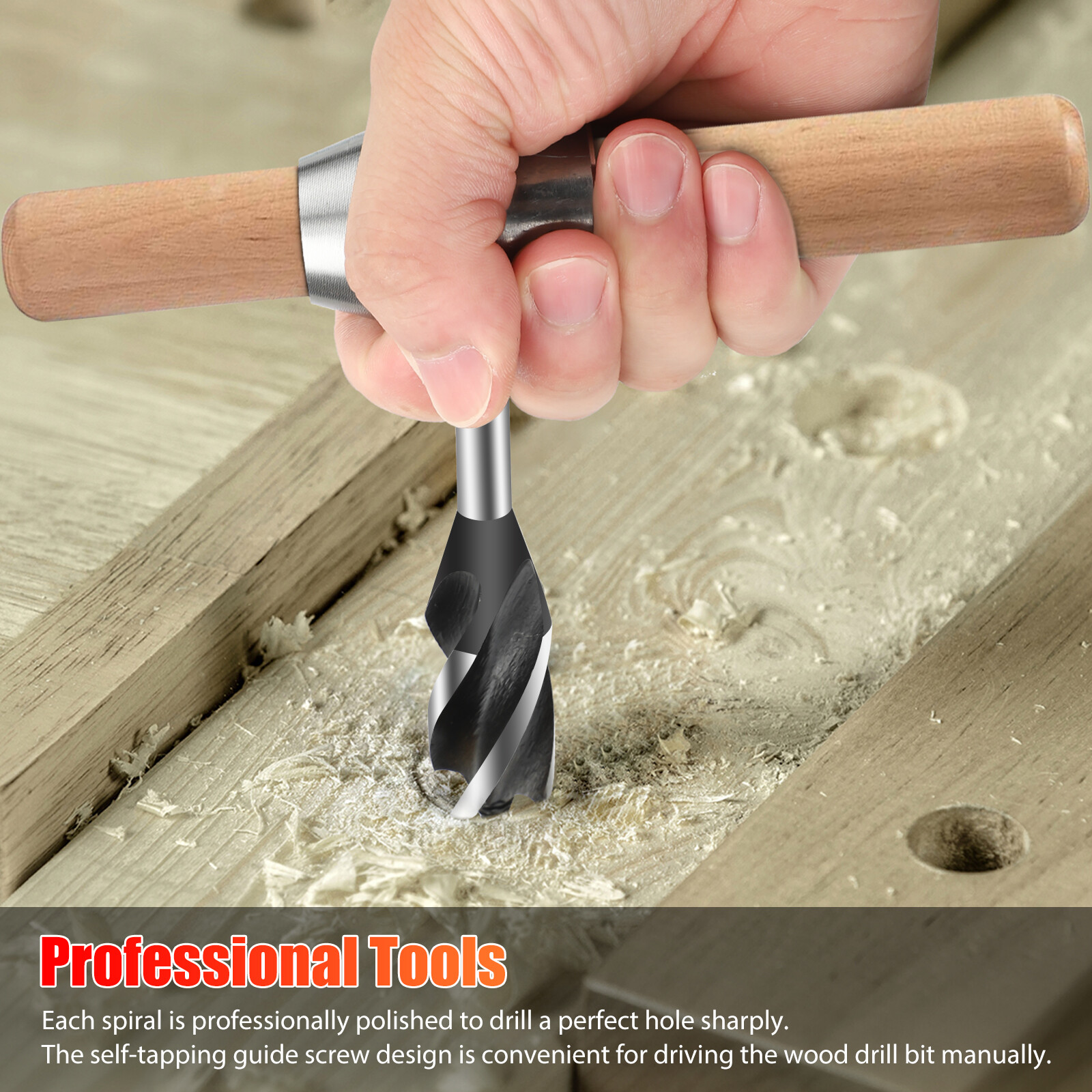 Manual Hand Auger Wrench Outdoor Survival Wood Drill Tool for Bushcraft Handyman