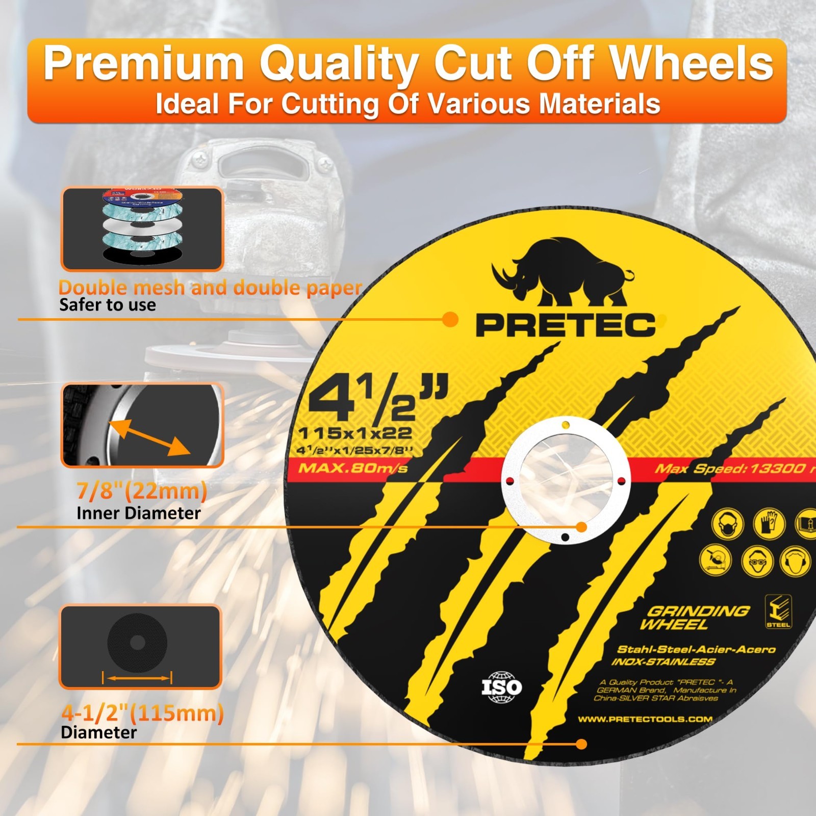 26Pack 4-1/2" Angle Grinder Disc Set–Cut-Off Wheels,Flap Discs & Grinding Wheels