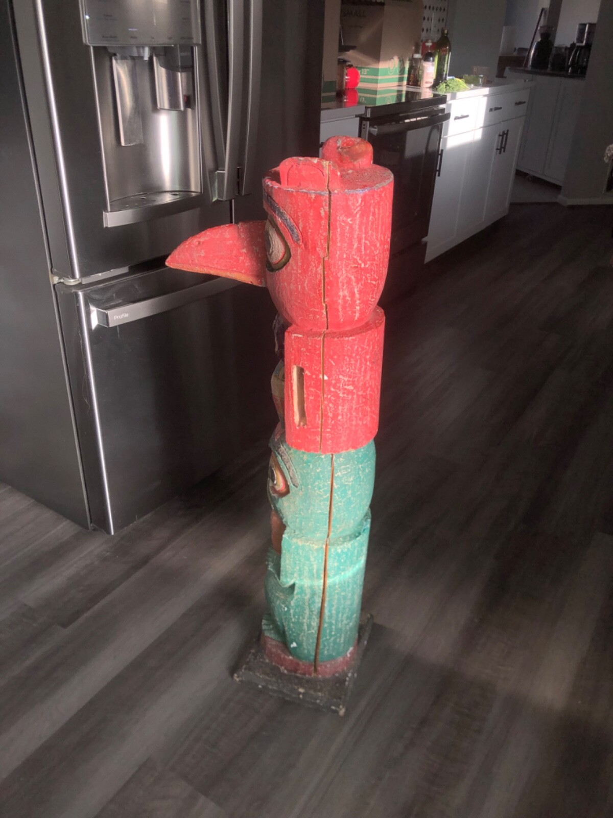 Antique 41" NorthWest Coast Hand Carved Painted Totem Pole