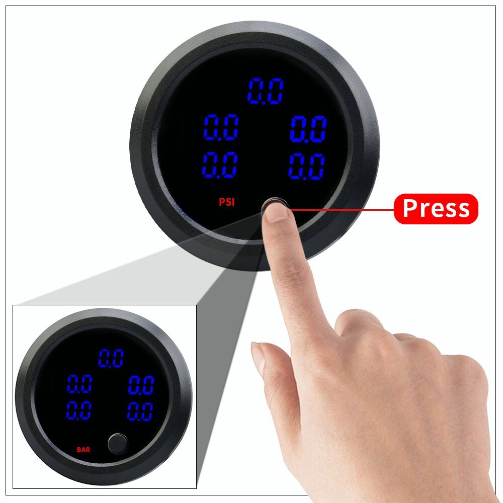 52mm Five Display Air Pressure Gauge 0-232 PSI Air Ride Air Suspension 5X 1/8NPT