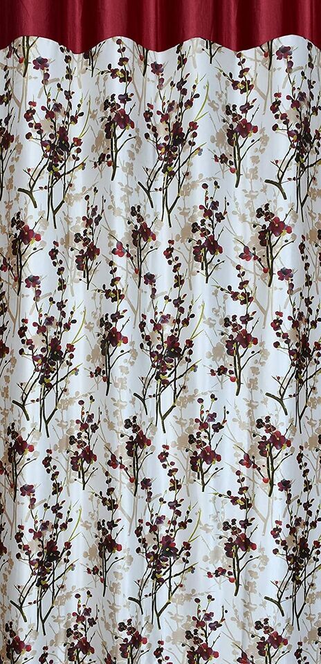3 Piece Floral Shaded Grommet Ringtop Door Window Curtains Set 5 7 9 Feet Maroon