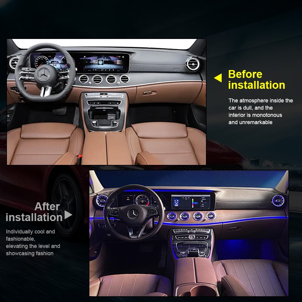 8PCS AC Vent Ambient Light For Mercedes Benz E-Class W213 2016-2023 64 Colors