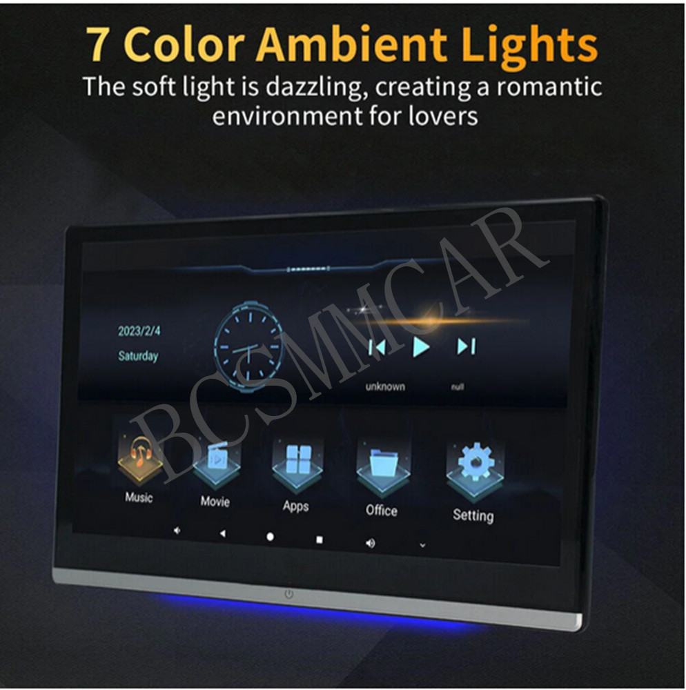 Pair Car Rear Seat TV Player 4K Video Touch Screen Music Headrest Monitor 2G+32G