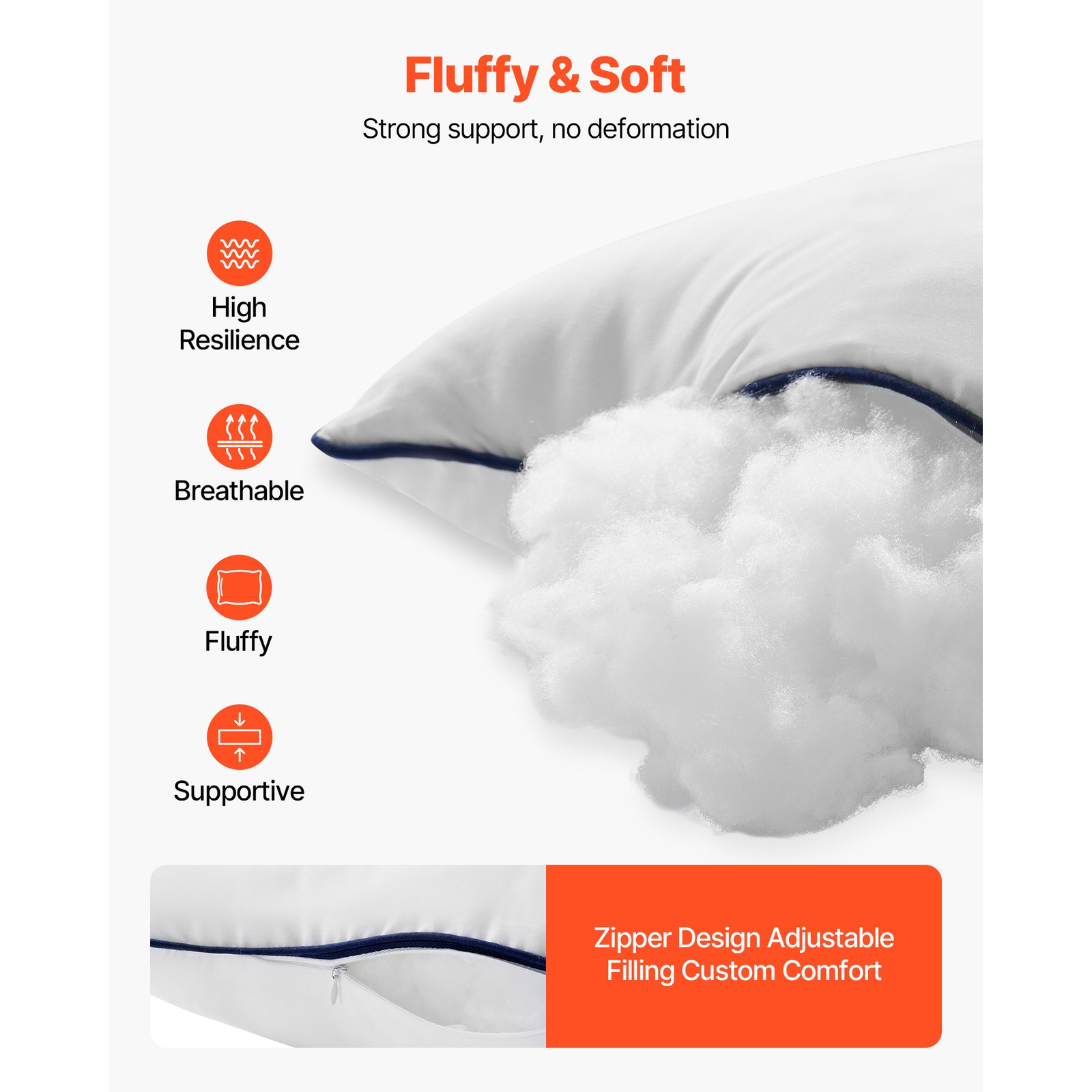 20 x 20 in Throw Pillow Inserts Pack of 2 White Down Alternative Pillows Square