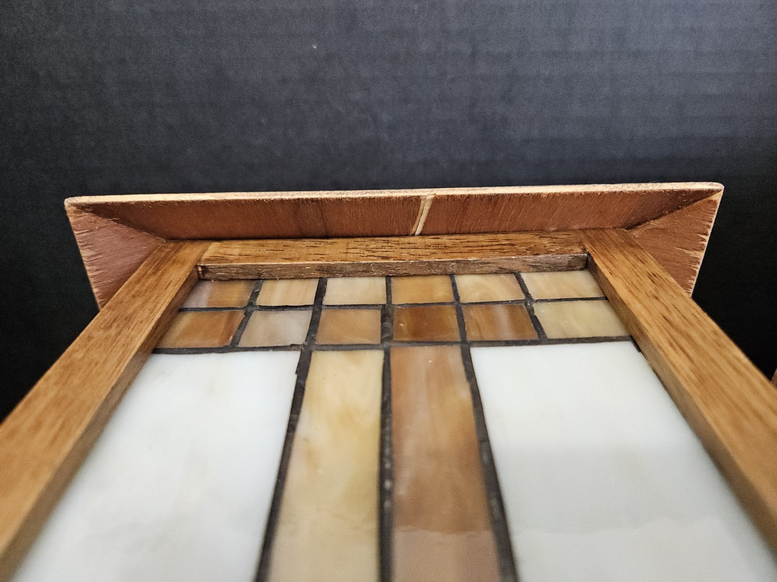 Stained Glass/Wooden Table Lamps Inspired by Frank Lloyd Mission Style Art Set