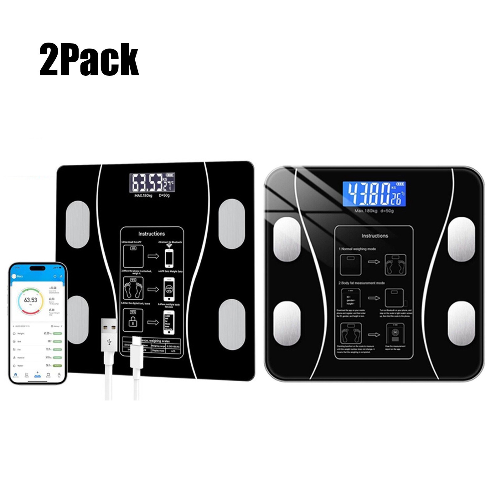 Smart Scale for Body Weight Digital Bathroom Scale BMI Bluetooth Body Fat Scale
