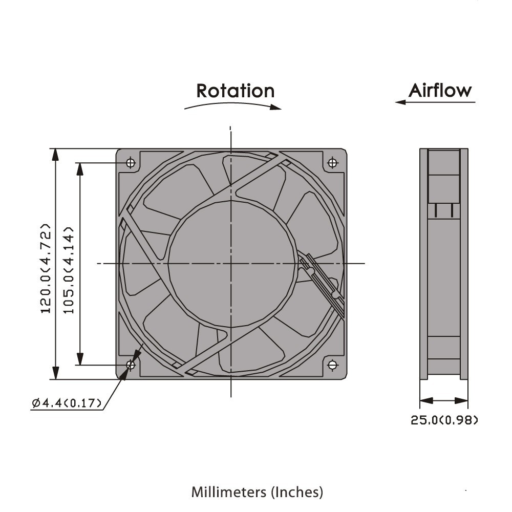 115V AC Cooltron Axial Fan 120mm x 25mm Low Speed