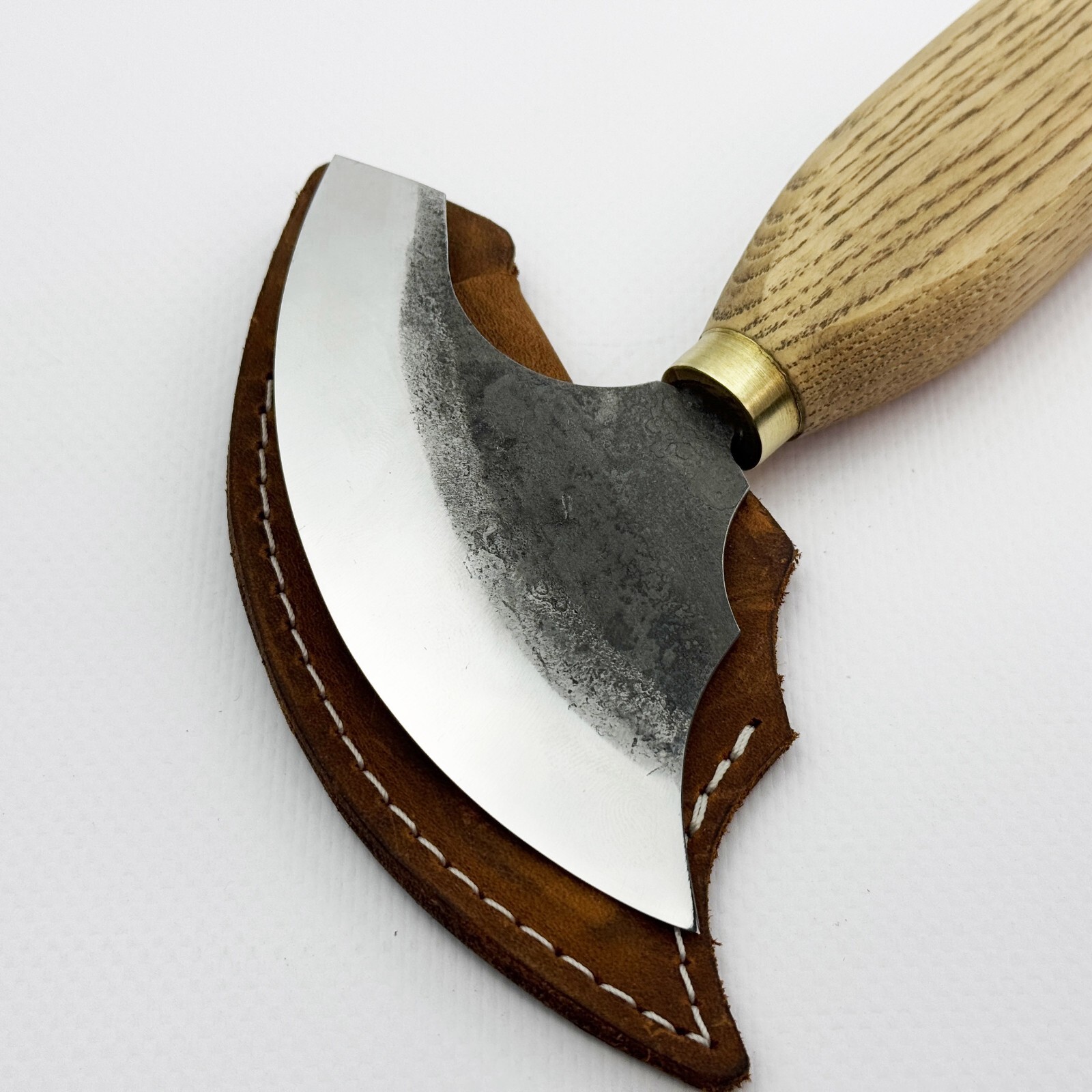 Hand-Forged Leather Round Knife – 52100 Carbon Steel. Leatherworking Knife.