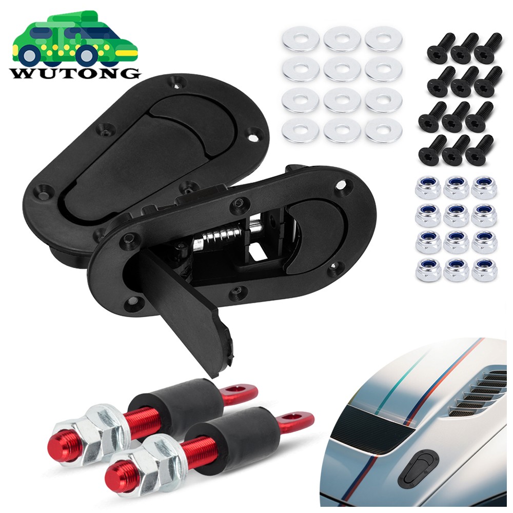 Universal Racing Car Flush Mount Quick Release Hood Latch Pin NO Key Locking Kit