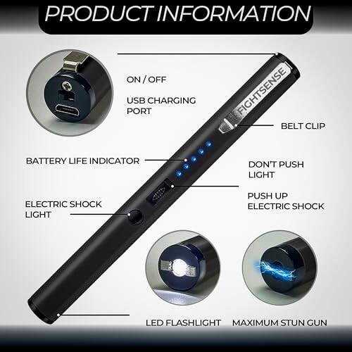 FIGHTSENSE 2 PC Powerful Stun Gun for Tactical Flashlight with safety switch