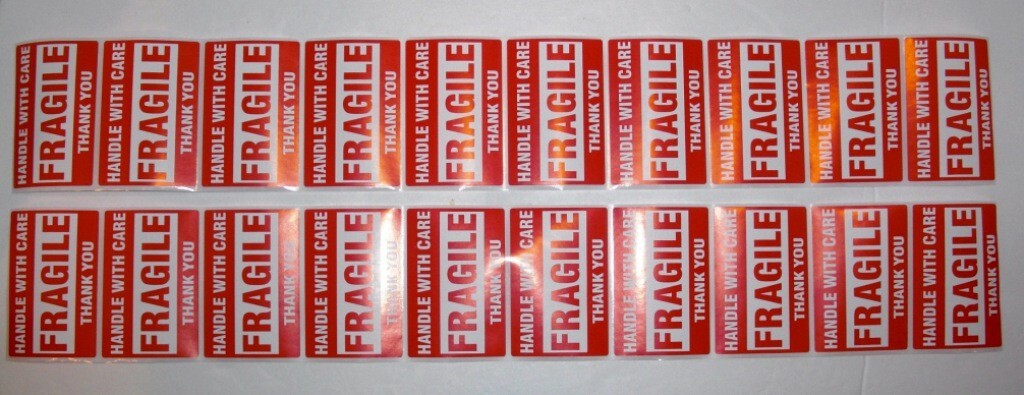 50 Fragile Handle With Care 2x3 Stickers Packaging Safety Mailing Labels -*LOOK*