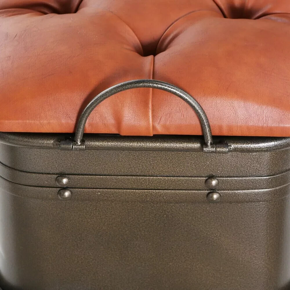 Farmhouse Storage Bench Mid Century Modern Small Trunk Chest Industrial 32x14x17