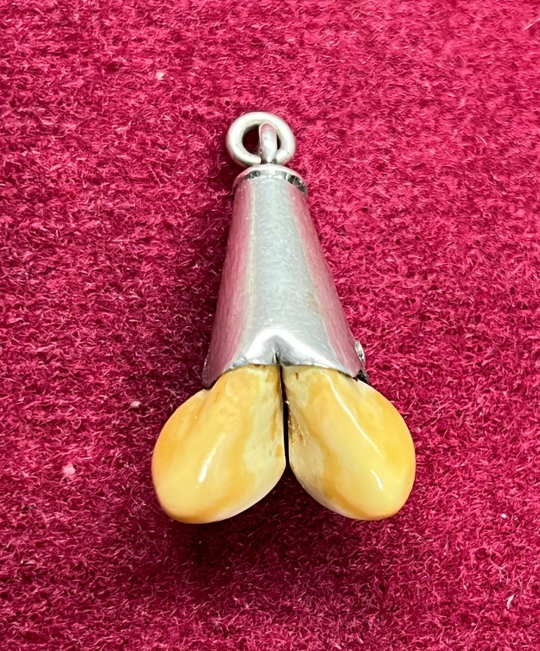 Antique Sterling Silver Pocket Watch Chain Pendant Fob Charivari Teeth Wild Boar