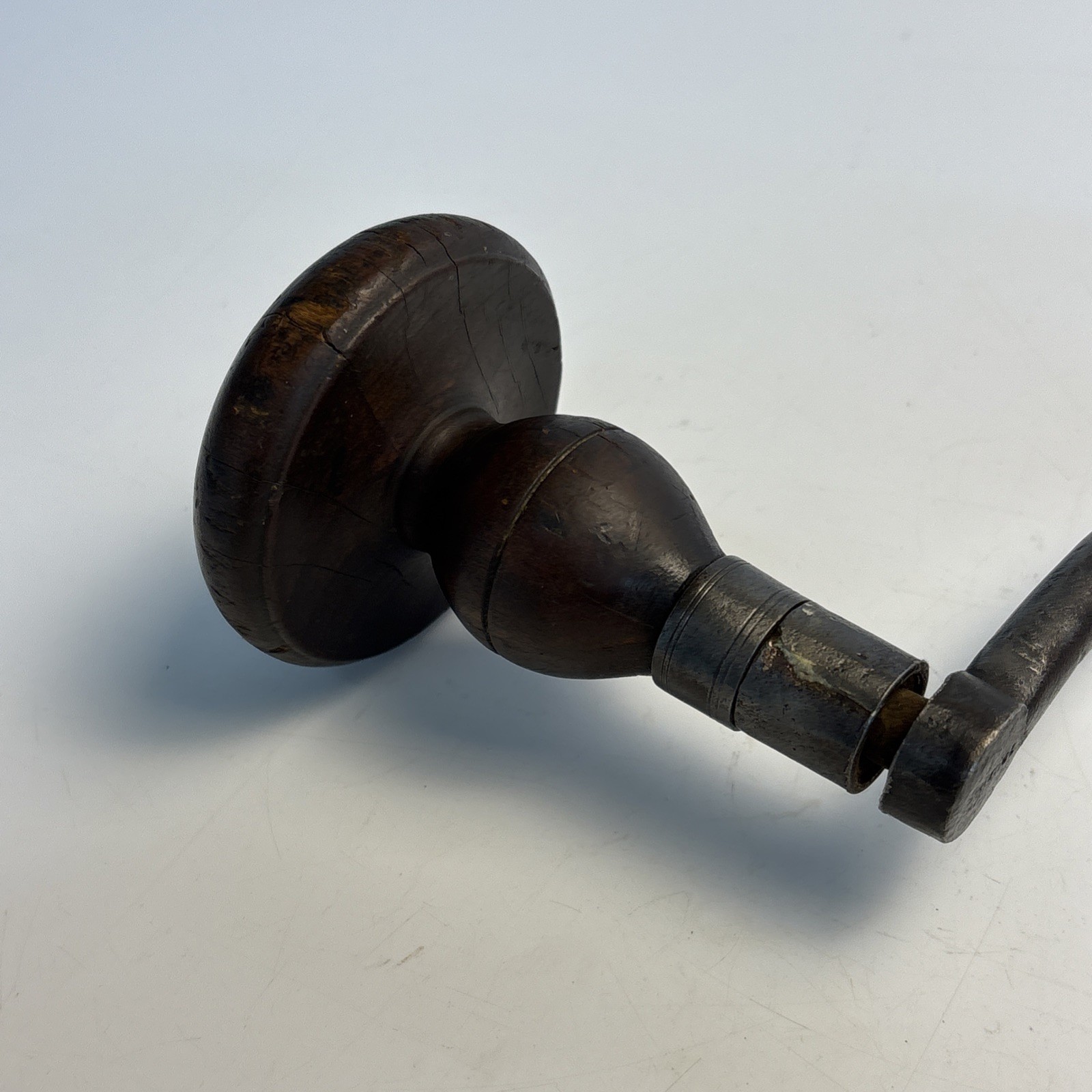 Antique I. RUDOLF Forged Carpenter Brace Drill Primitive Wood Brace