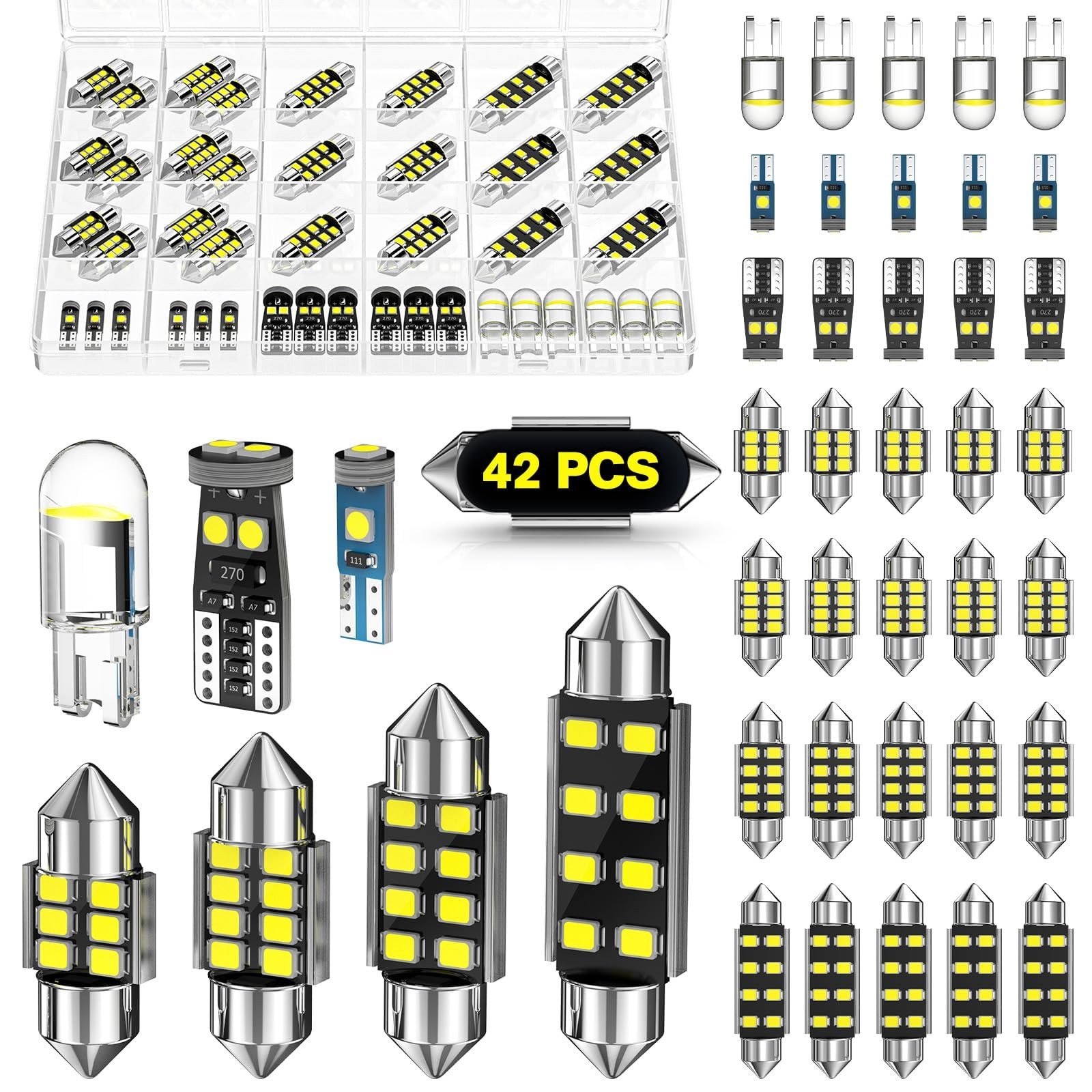 42 PCS Upgraded LED Interior Car Lights Kit, Super Bright Dome Map and Door Ligh