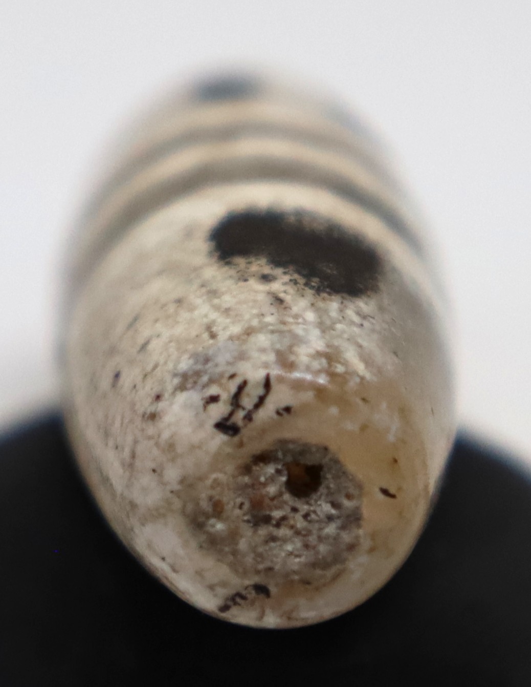 Ancient Himalayan Indo Tibetan Natural Agate Dzi Bead With 3 Stripes Amulet