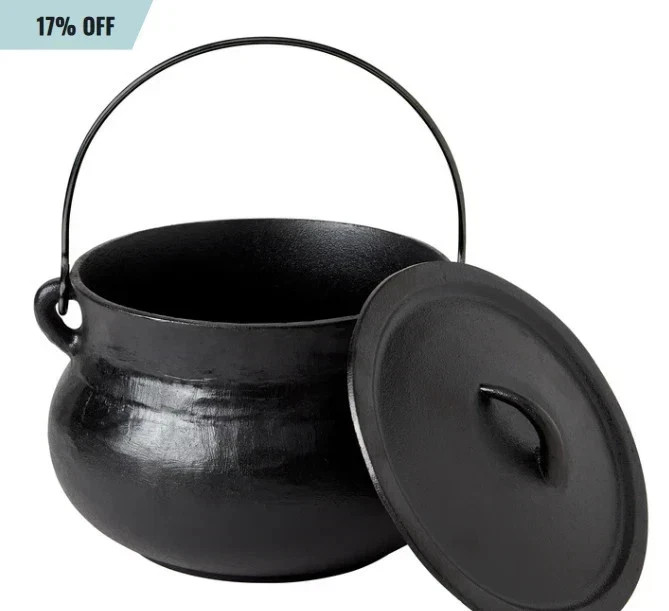 ✅ 4-Quart Cast Iron Cauldron Pot w/ Handle Pre-Seasoned Black Cooking Cauldron ✅