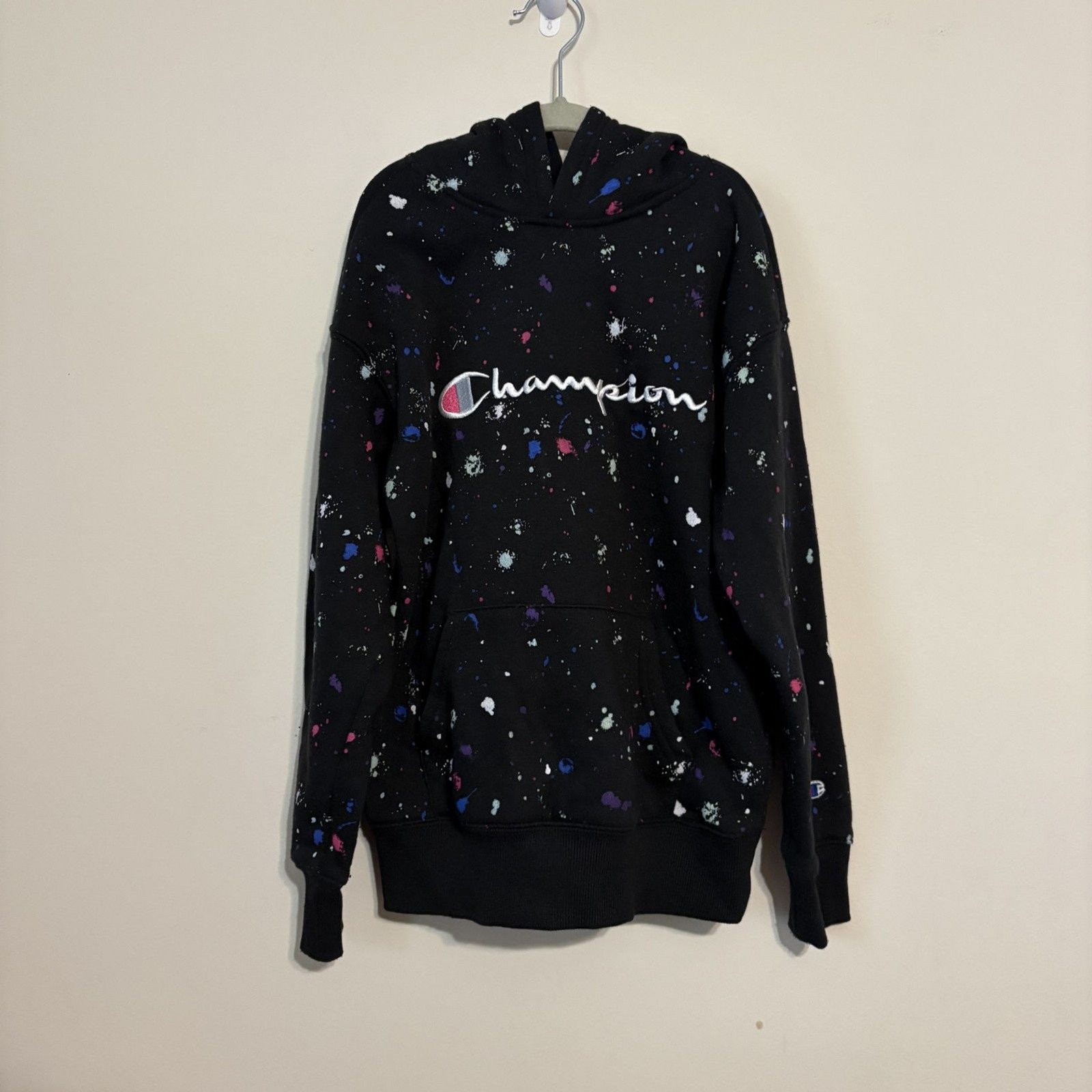 Champion Jogger Set Yth Sm Black paint splatter Kangaroo pocket drawstring pant