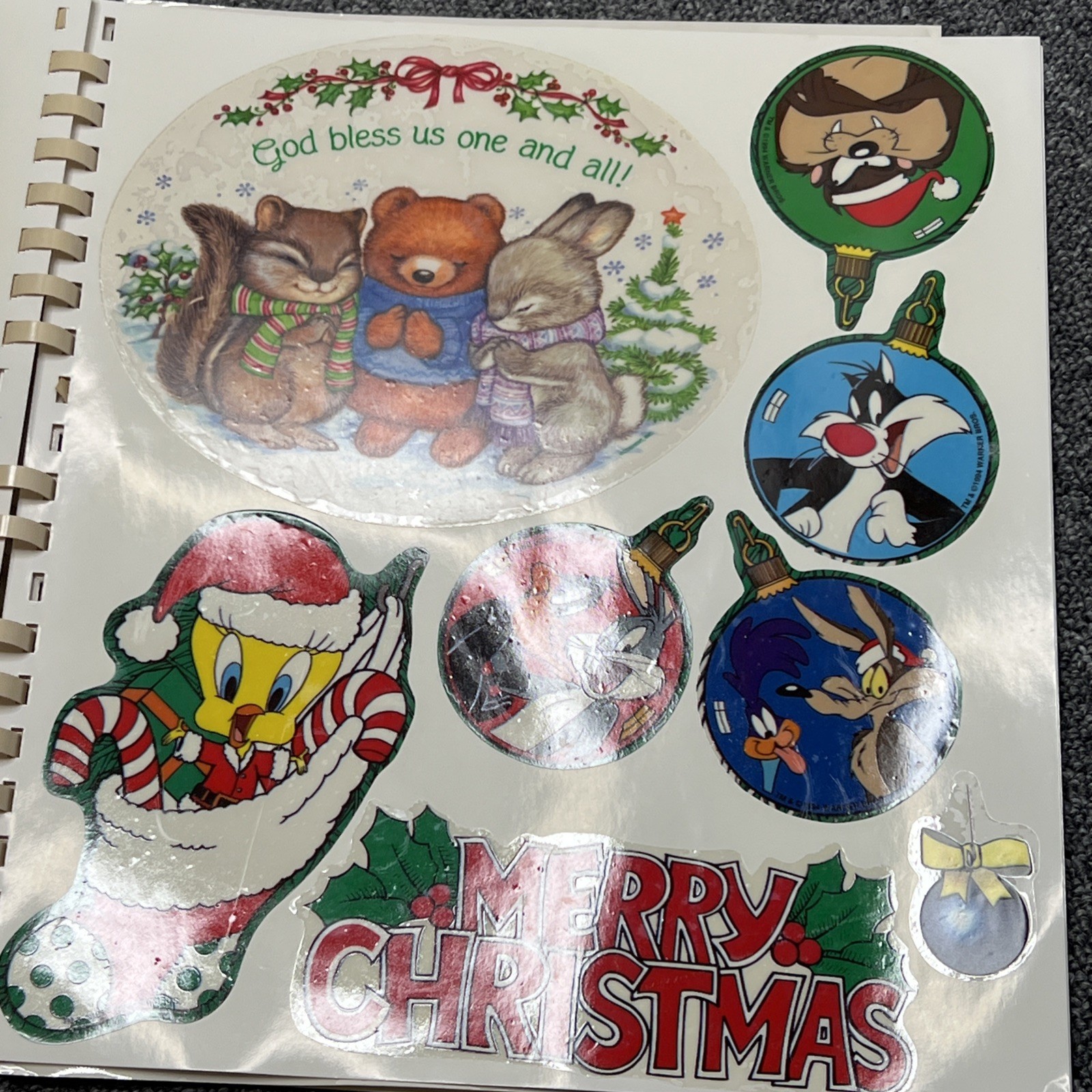 Vintage Current Inc Vinyl Clings Storage Book Holiday Stickers 1990s