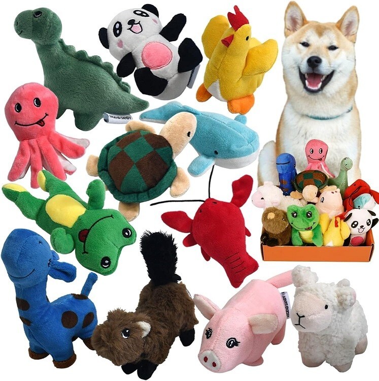 Squeaky Plush Dog Toy Pack for Puppy, Small & medium Stuffed Puppy 12 Chew Toys