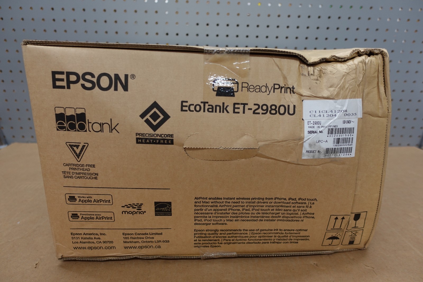 Epson EcoTank ET-2980U All-in-One Printer (model w/ ReadyPrint required) Black