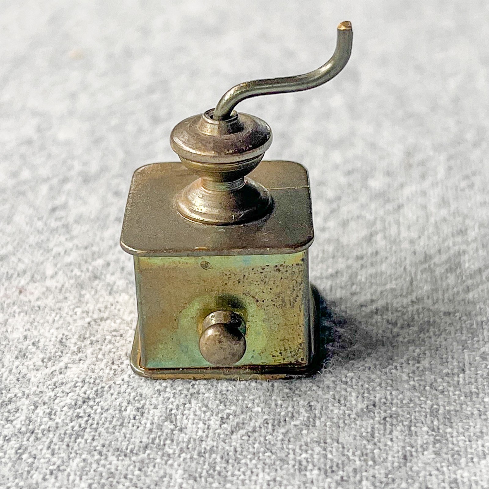 Vintage 1950s Mini Brass Coffee Grinder Dollhouse Miniature Mid Century Kitchen