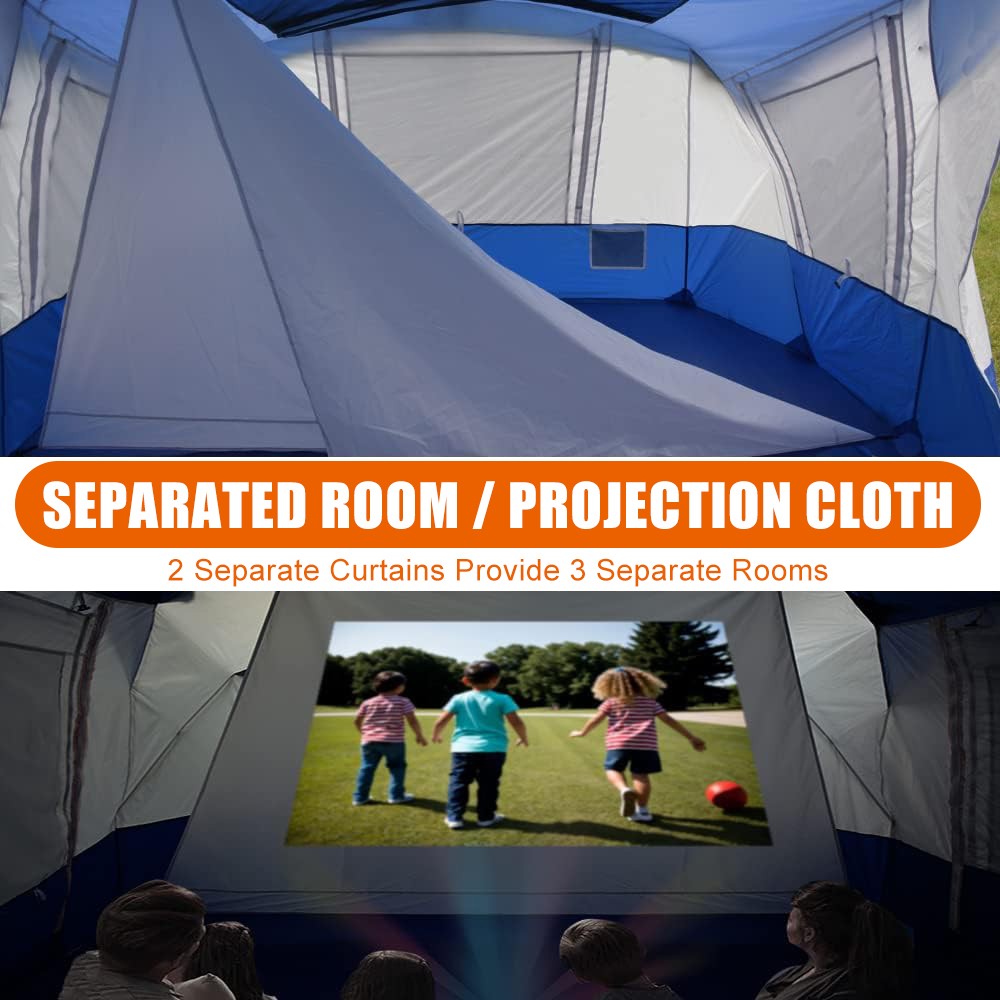 8-10 Person Portable Camping Tent Waterproof Family Shelter w/ Removable Rainfly