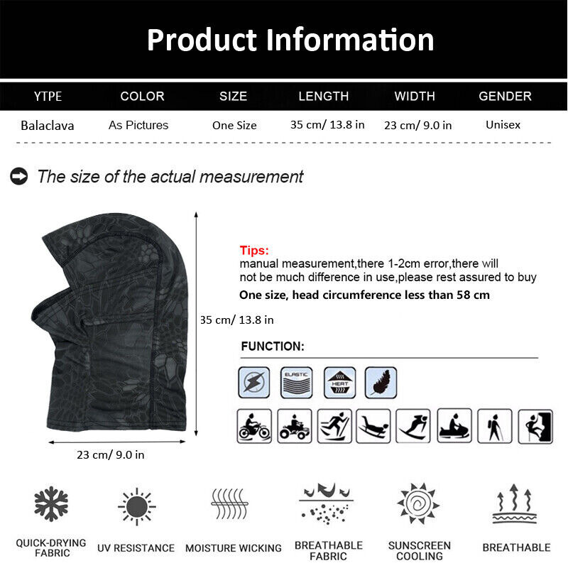 Tactical Military Balaclava Camouflage Face Mask Hunting Neck Tube Hood Ski Mask