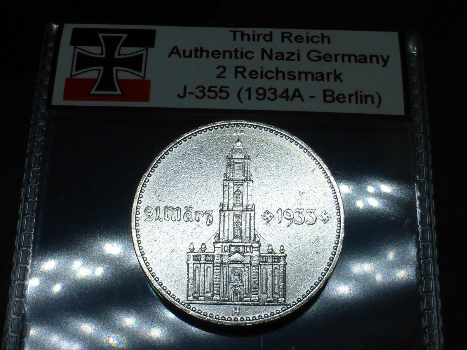 Nazi Silver Coin 1934A 2 Reichsmark Potsdam Church Beautiful Third Reich Germany