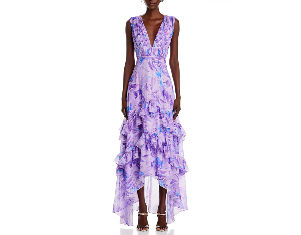 Amur Senora Printed High Low Gown MSRP $598
