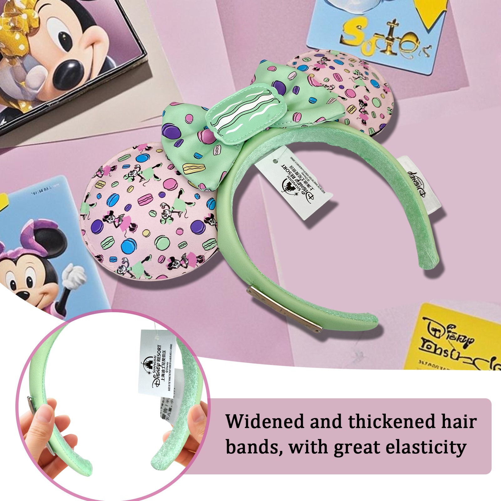 2025 Disney-Parks Sweet Macaron Dreams Bow Minnie Mouse Ears Headband US Stock