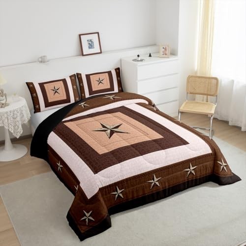 Western Decor Comforter Set Size Western Texas Star Print King Beige Brown
