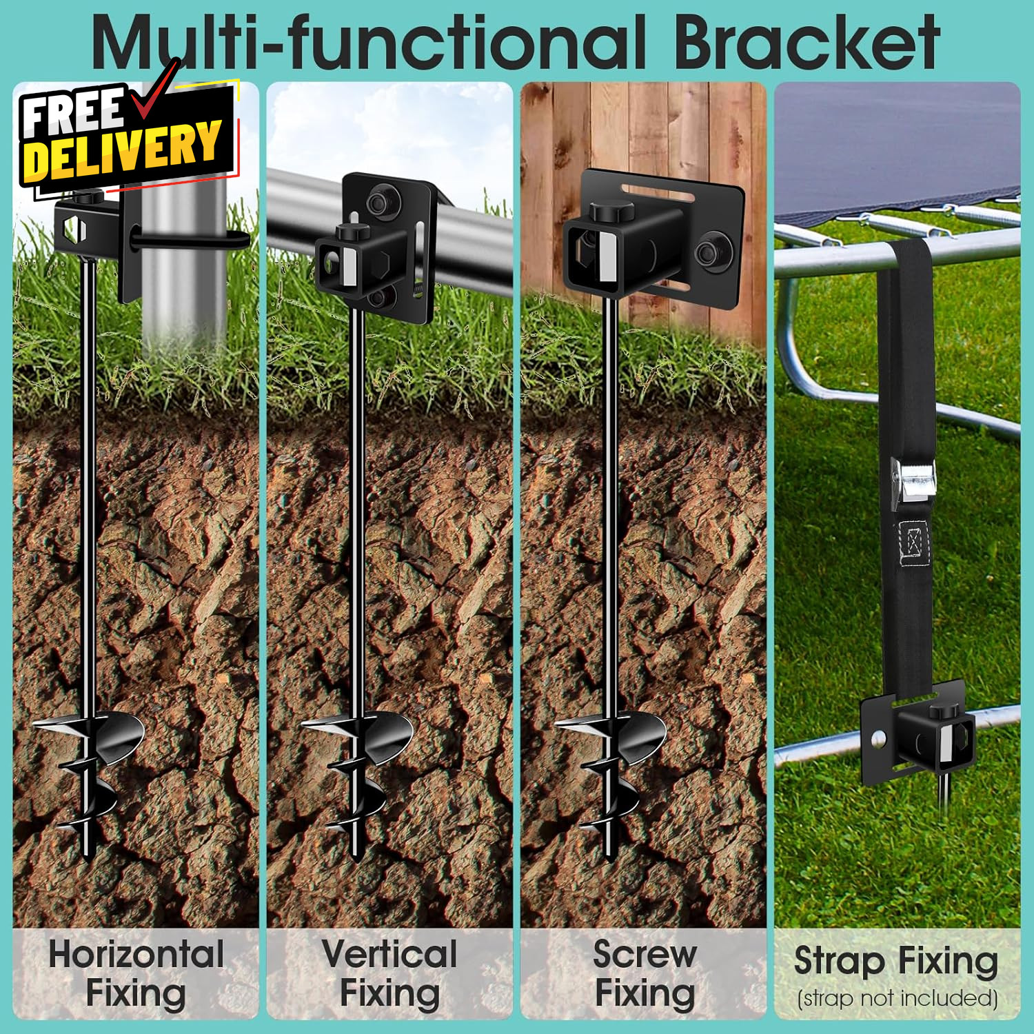 Ground Anchors Screw In Heavy Duty 3in Spiral Earth Anchor for Trampoline Shed…