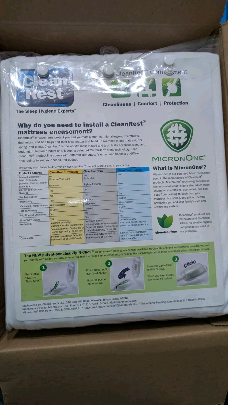 Cleanrest Pro Sofa Bed Mattress Encasement, Queen 60"x72"x4 To 7" Zip N Click