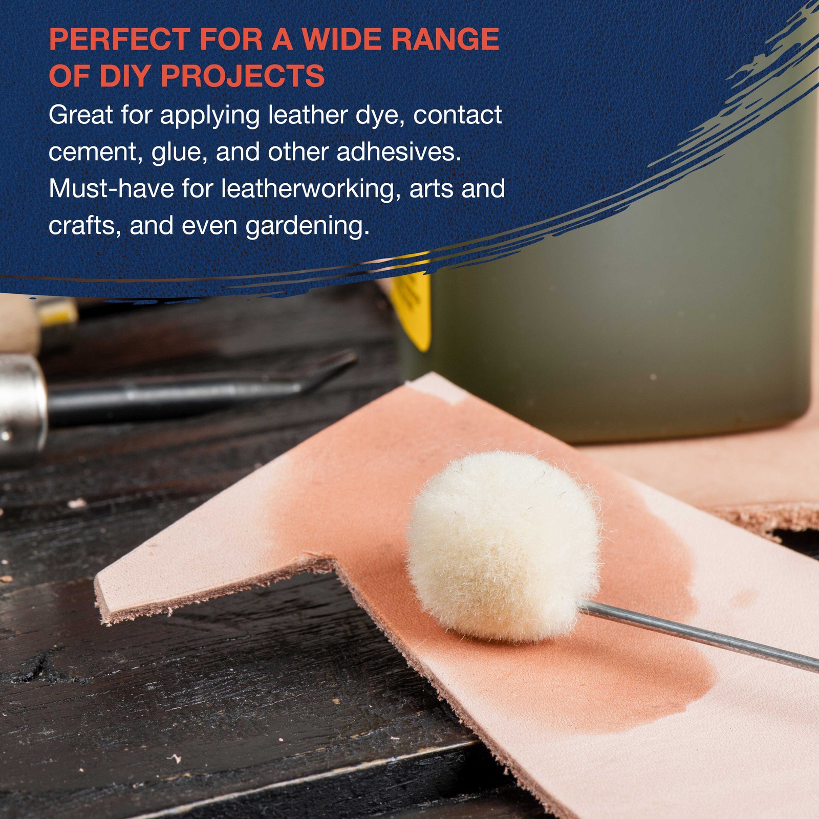 Wool Daubers with Clear Plastic Bottles, 12-Pack, 120ml Safety Lids Ball Brush