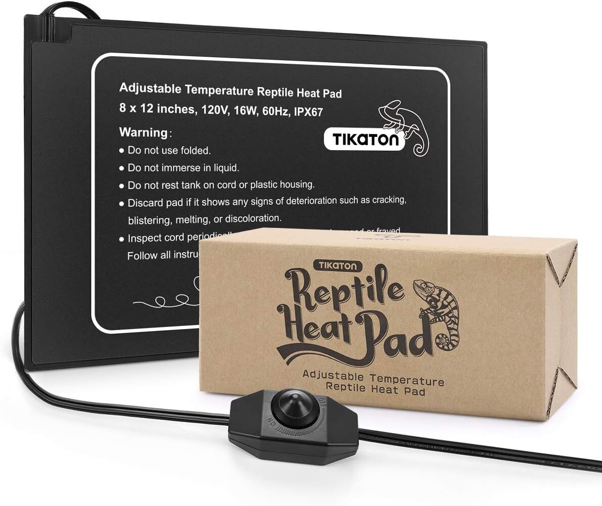 Tikaton 2023 Adjustable Reptile Heating Pad Under Tank Heater Terrarium Heat Mat