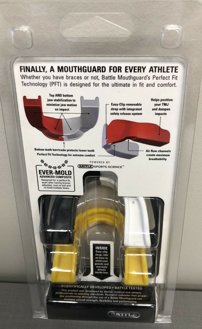 Boston Bruins BATTLE Athletic MouthGuard 2 Pack W/ Straps Sz Adult NEW NHL