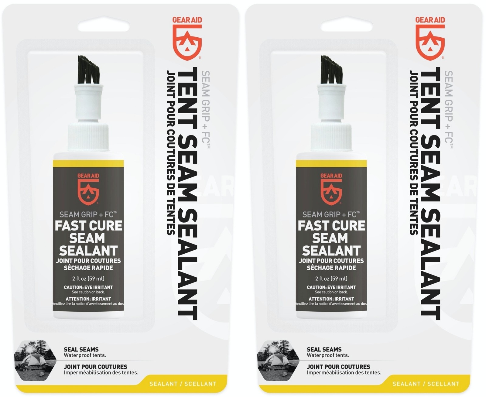 Gear Aid Seam Grip FC Fast Cure Seam Sealant 2oz Waterproof Tents Tarps (2-Pack)