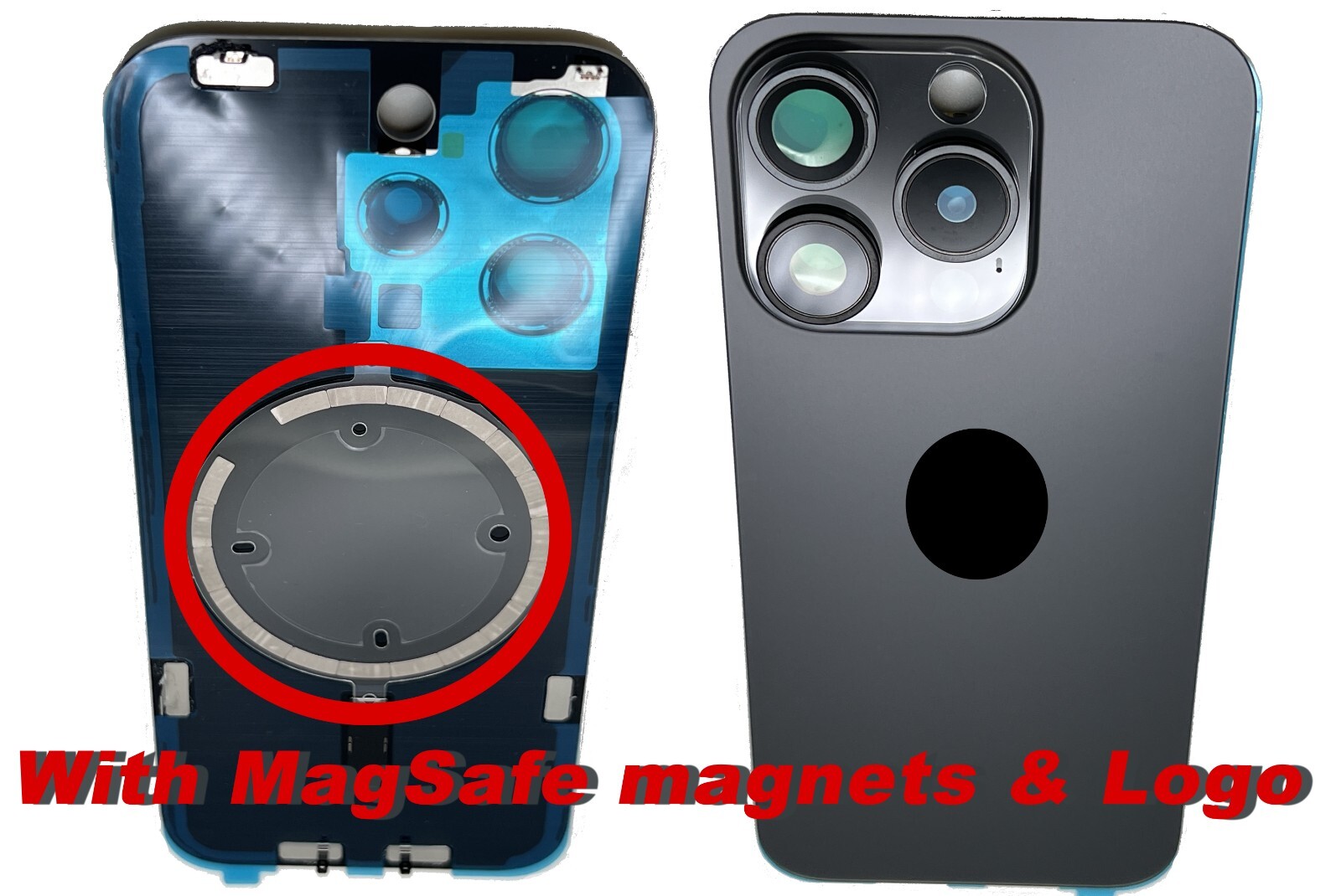 iPhone 15 Pro & Pro Max Back Glass Cover: Rear Door with Lens & MagSafe Magnets