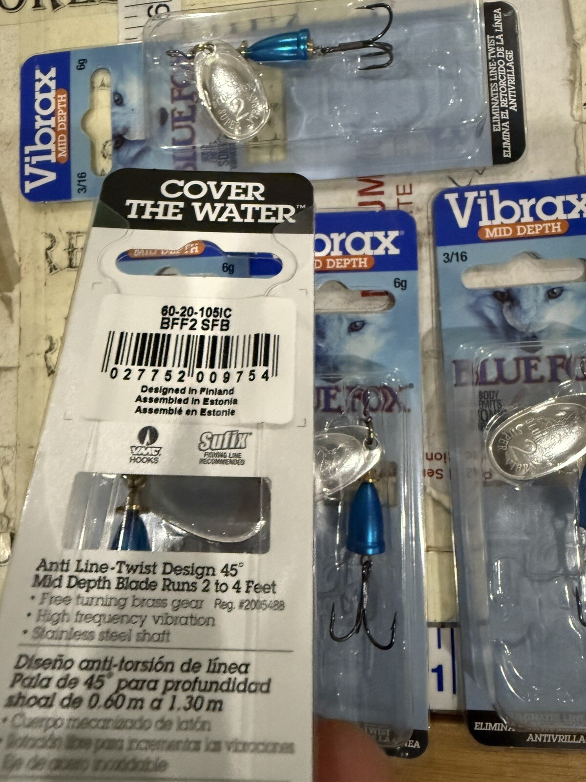 5X New Blue Fox Super Vibrax Classic Spinner - 3/16 oz. - Silver Blue, Mid Depth