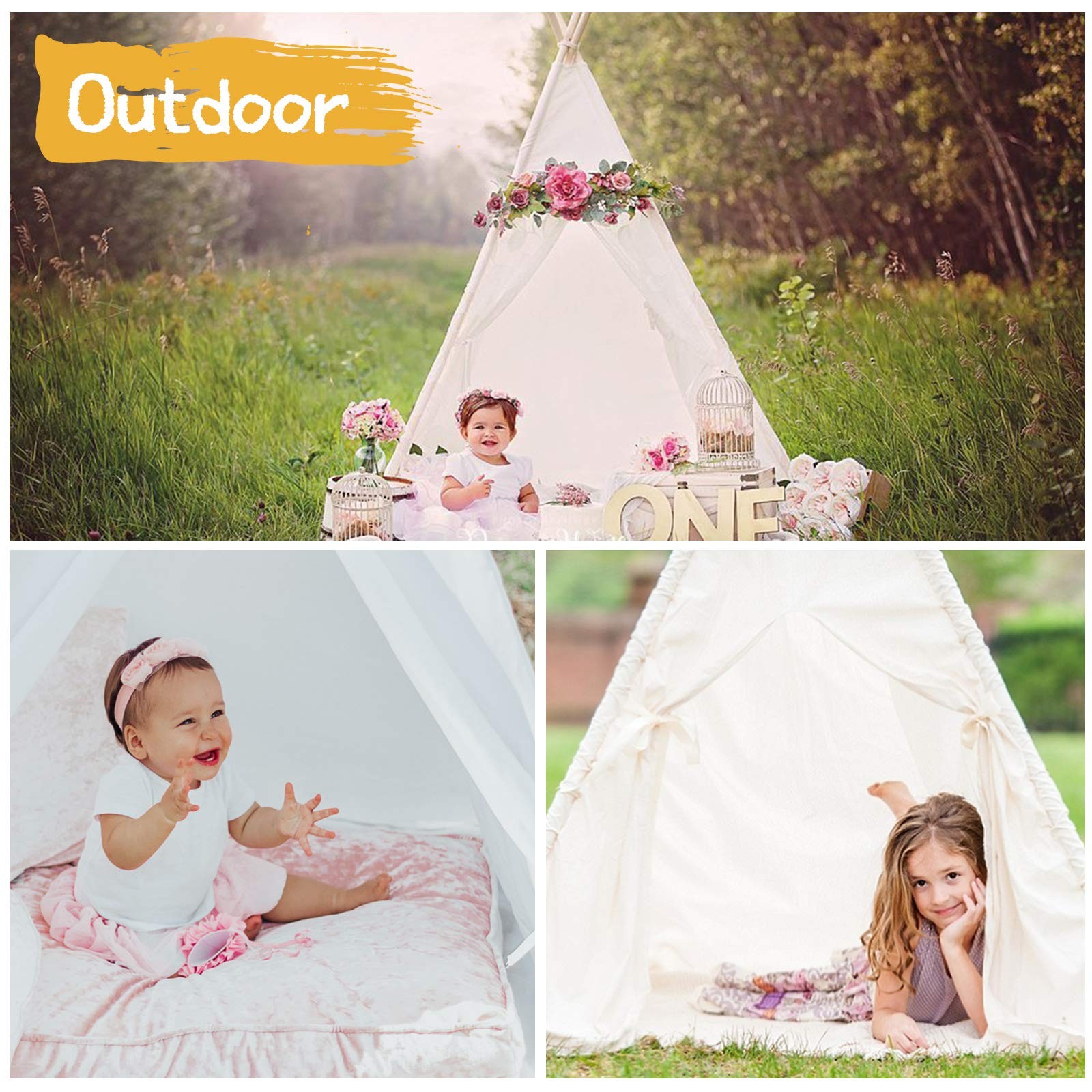 Sumerice Teepee Play Tent for Kids with 47.2 x x 61.4 inches, White
