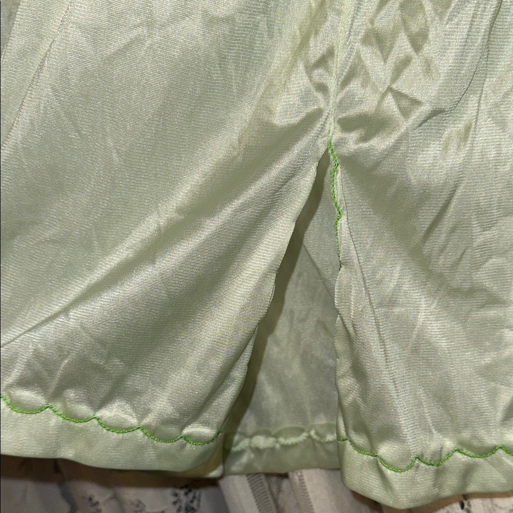 Vintage green embroidered half slip