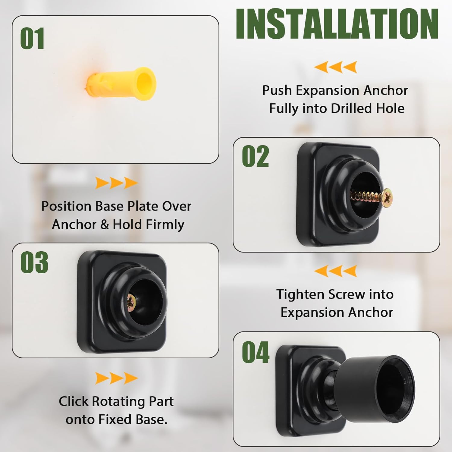 Angled Shower Rod Mount for Sloped Walls - 25Mm Shower Bracket & Swivel Joints w